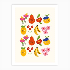 Fruits And Flowers Set 1 Art Print