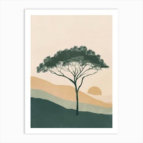 Acacia Tree Minimal Japandi Illustration 1 Art Print