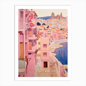 Cartagena Spain 3 Vintage Pink Travel Illustration Art Print