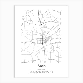 Arab,United States Minimalist Map Art Print