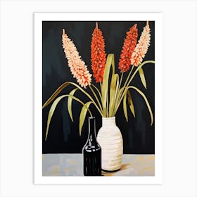 Bouquet Of Red Hot Poker Flowers, Autumn Fall Florals Painting 1 Art Print