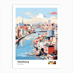Hamburg, Germany, Geometric Illustration 4 Poster Art Print
