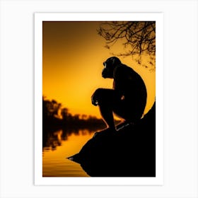 Thinker Monkey Silhouette Photography 2 Art Print