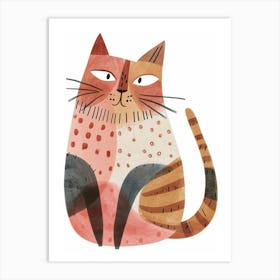 American Bobtail Cat Clipart Illustration 11 Art Print