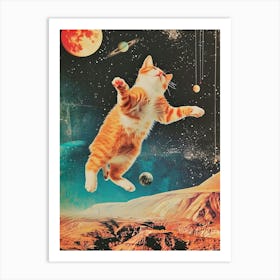 Kitsch Space Cat Retro Collage 2 Art Print