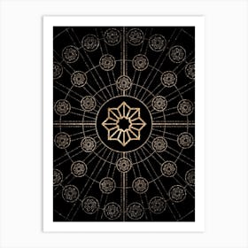 Geometric Glyph Radial Array in Glitter Gold on Black n.0490 Art Print