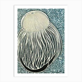 Moon Jellyfish Linocut Art Print