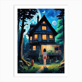 A Home Amidst the Woods Art Print