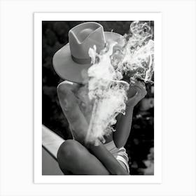 Cowgirl Woman Smoking Cigar Art Print