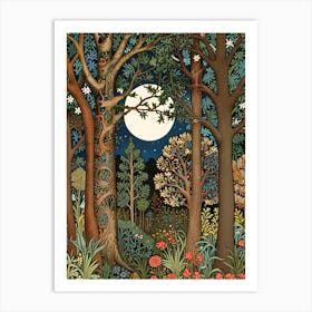 William Morris Moonlight In The Forest 12 Art Print