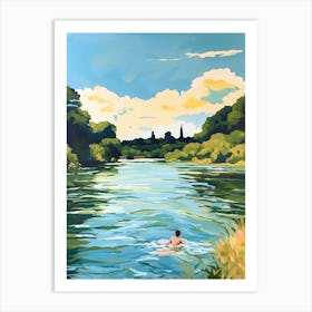 Wild Swimming At River Thames Oxfordshire 1 Art Print