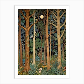 William Morris Style Night In The Woods Art Print