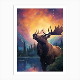 Elk in the forest Art Print