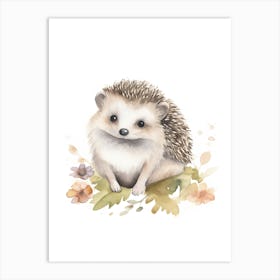 Baby Hedehog Watercolour Nursery 3 Art Print
