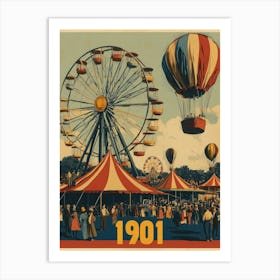 Aihrgdesign A Nostalgic Poster Of A 1901 Fairground With A Fe 9e206afc A132 422c 9c1c Dc3c5849c0b0 0 Art Print