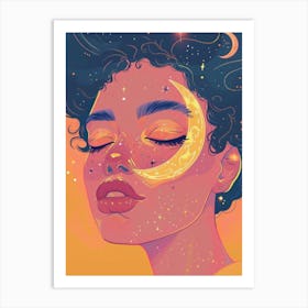 black women and moon Art Print