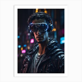 Futuristic Man In Futuristic City Art Print