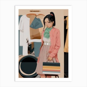 Asian Girl In Clothes Art Print