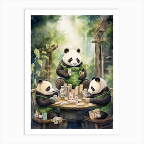Panda Art Board Gaming Watercolour 3 Art Print
