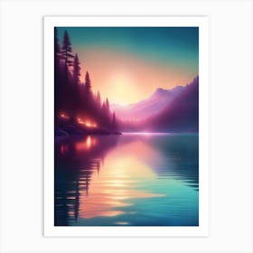 Sunset Over Lake 5 Art Print