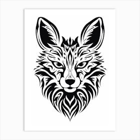 Linocut Fox Abstract Line Illustration 5 Art Print