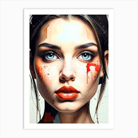 Girl With Dripping Paint Art Print