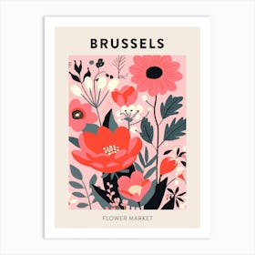 Flower Market Poster Brussels Belgium Art Print