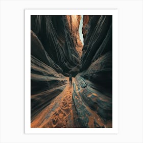 Man In A Slot Canyon Art Print