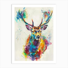 Deer Colourful Watercolour 1 Art Print