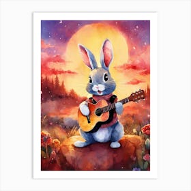 Bunny Playing Guitar Art Print