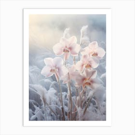 Frosty Botanical Orchid 3 Art Print