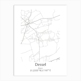 Dessel,Belgium Minimalist Map Art Print