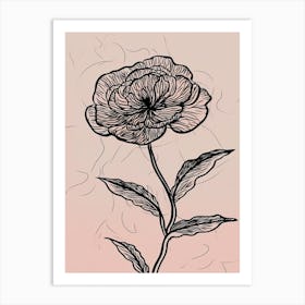 Line Art Marigold Flowers Illustration Neutral 13 Art Print