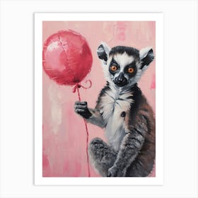 Cute Lemur 2 With Balloon Art Print