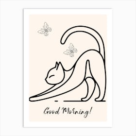 Stretching Cat Line Art Art Print