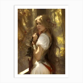 Faerie elven woman female portrait golden blonde yellow Art Print