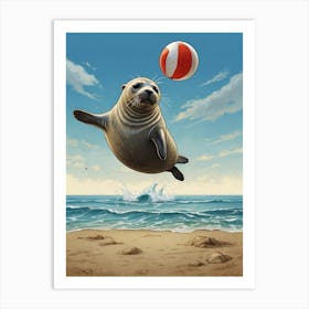 Seal On The Beach Art Print