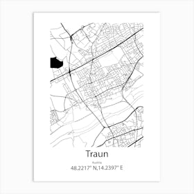 Traun,Austria Minimalist Map Art Print