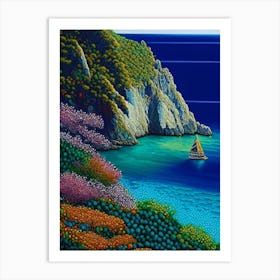 Nusa Penida Indonesia Pointillism Style Tropical Destination Art Print