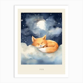 Baby Fox 12 Sleeping In The Clouds Nursery Poster Art Print