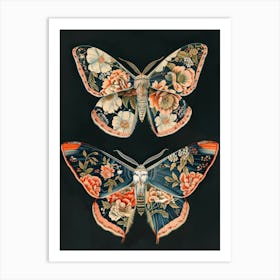 Butterfly Night Symphony William Morris Style 2 Art Print