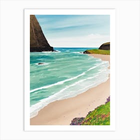 Portstewart Strand Beach, County Londonderry, Northern Ireland Contemporary Illustration   Art Print