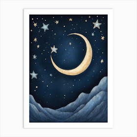 Moon And Stars Art Print