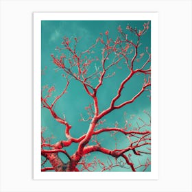 Red Tree Against Blue Sky 7 Art Print