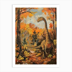 Dinosaur In An Autumnal Forest 2 Art Print