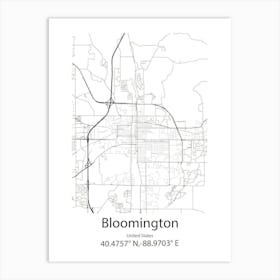 Bloomington,United States Minimalist Map 1 Art Print