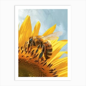 Colletidae Bee Storybook Illustration 7 Art Print