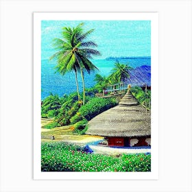 Canggu Indonesia Pointillism Style Tropical Destination Art Print