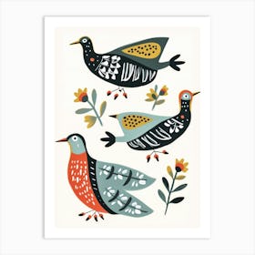 Folk Style Bird Painting Grey Plover 3 Art Print