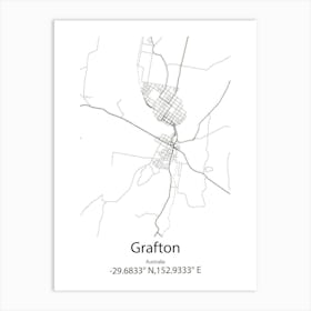 Grafton,Australia Minimalist Map Art Print